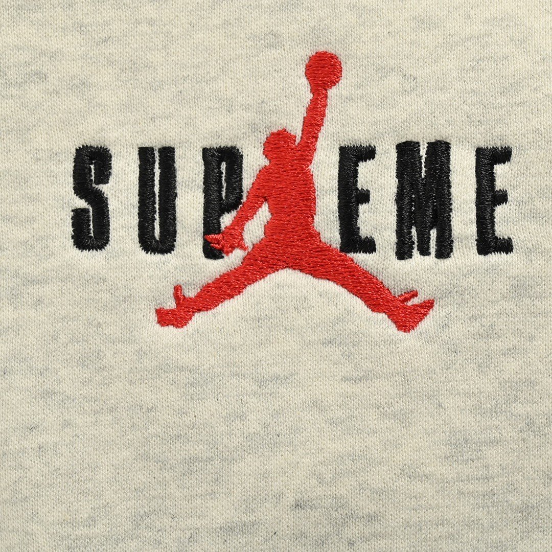 Jordan Fleece Hooded Sweatshirt Supreme Collaboration FW24 Lightgrey Unisex - Image 8