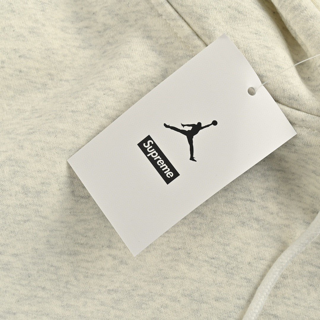 Jordan Fleece Hooded Sweatshirt Supreme Collaboration FW24 Lightgrey Unisex - Image 7