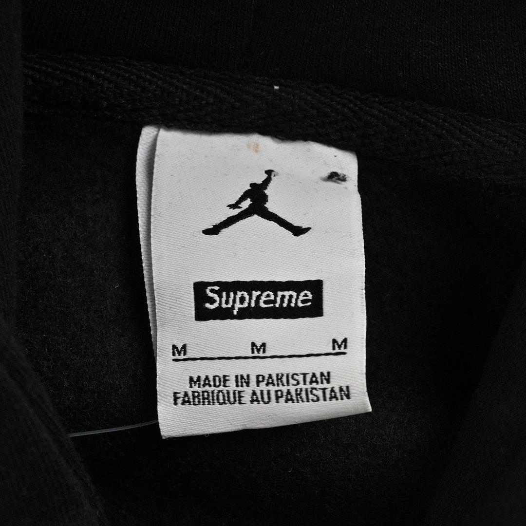 Jordan Fleece Hooded Sweatshirt Supreme Collaboration FW24 Black Unisex - Image 5