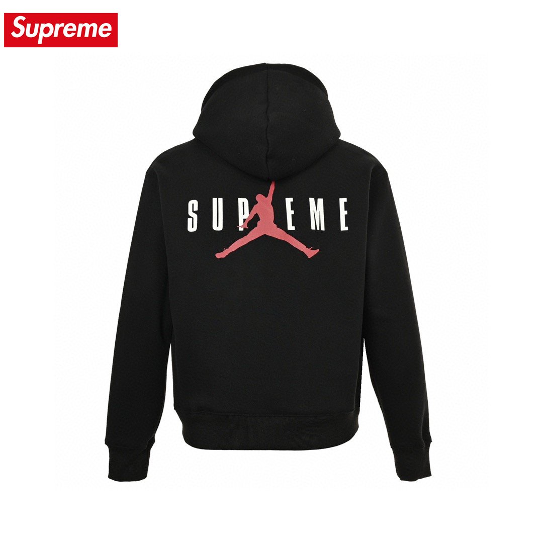 Jordan Fleece Hooded Sweatshirt Supreme Collaboration FW24 Black Unisex - Image 2