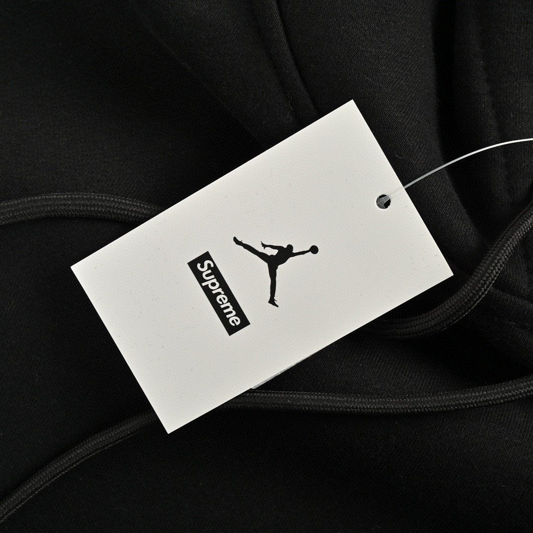 Jordan Fleece Hooded Sweatshirt Supreme Collaboration FW24 Black Unisex - Image 7