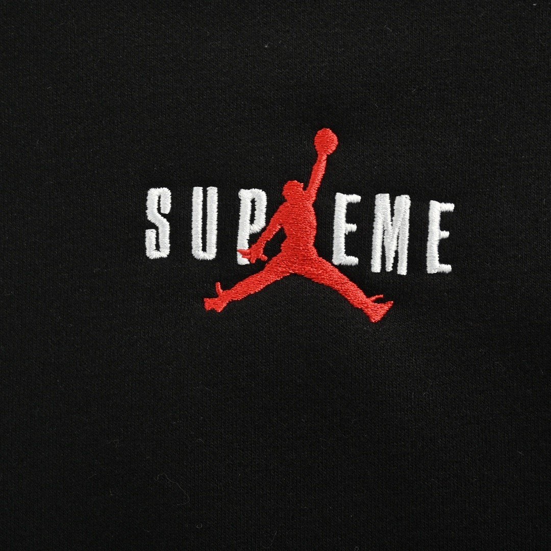 Jordan Fleece Hooded Sweatshirt Supreme Collaboration FW24 Black Unisex - Image 8