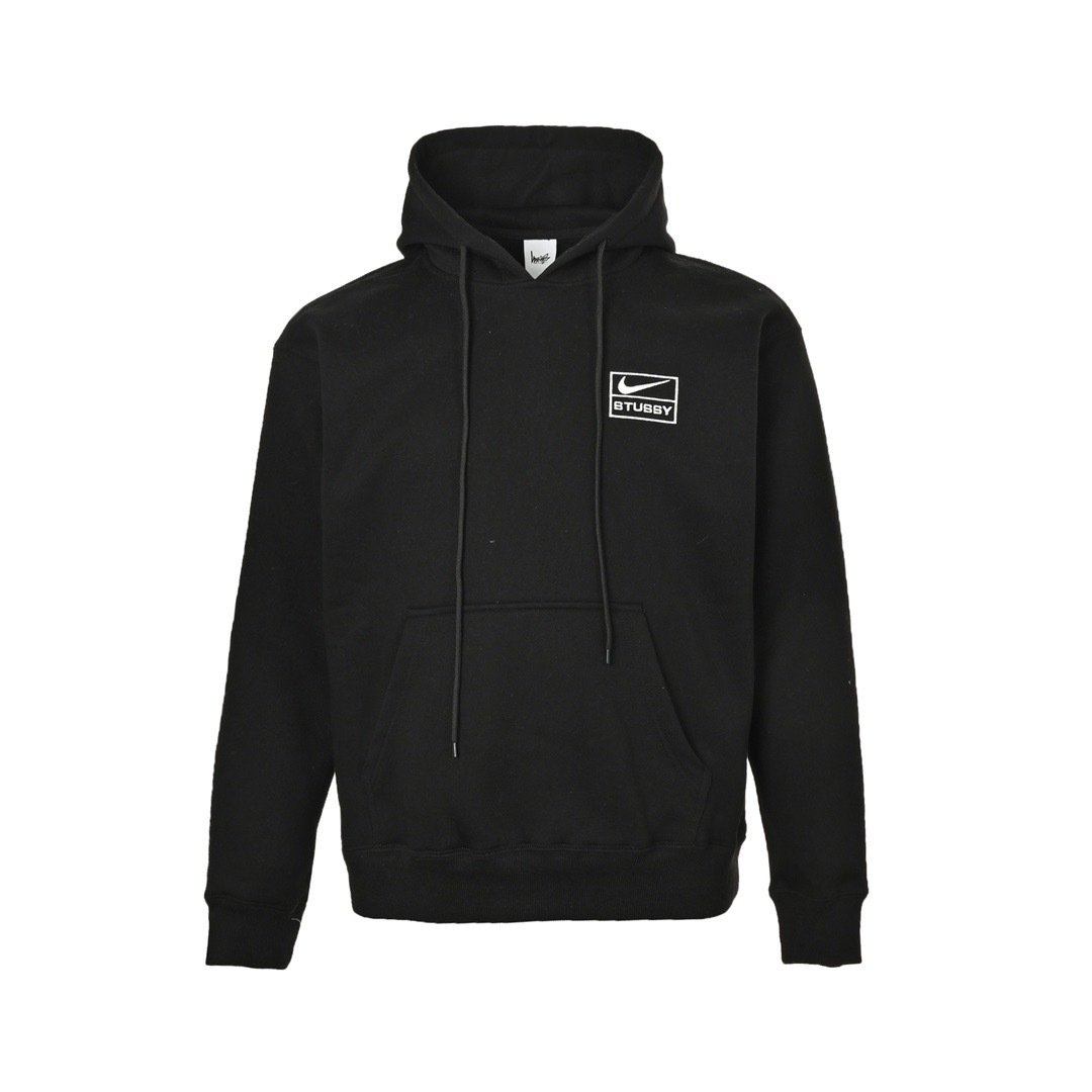 Nike Embroidery Black Color - Stussy Collaboration Unisex Hooded Sweatshirt