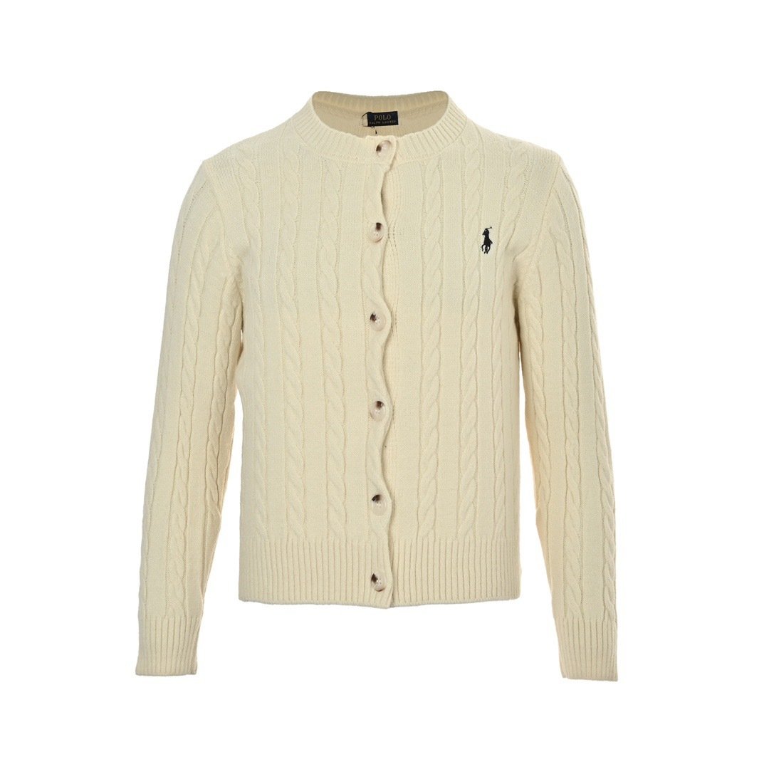 Ralph Lauren Classic Women Sweater Cardigan Lightgrey