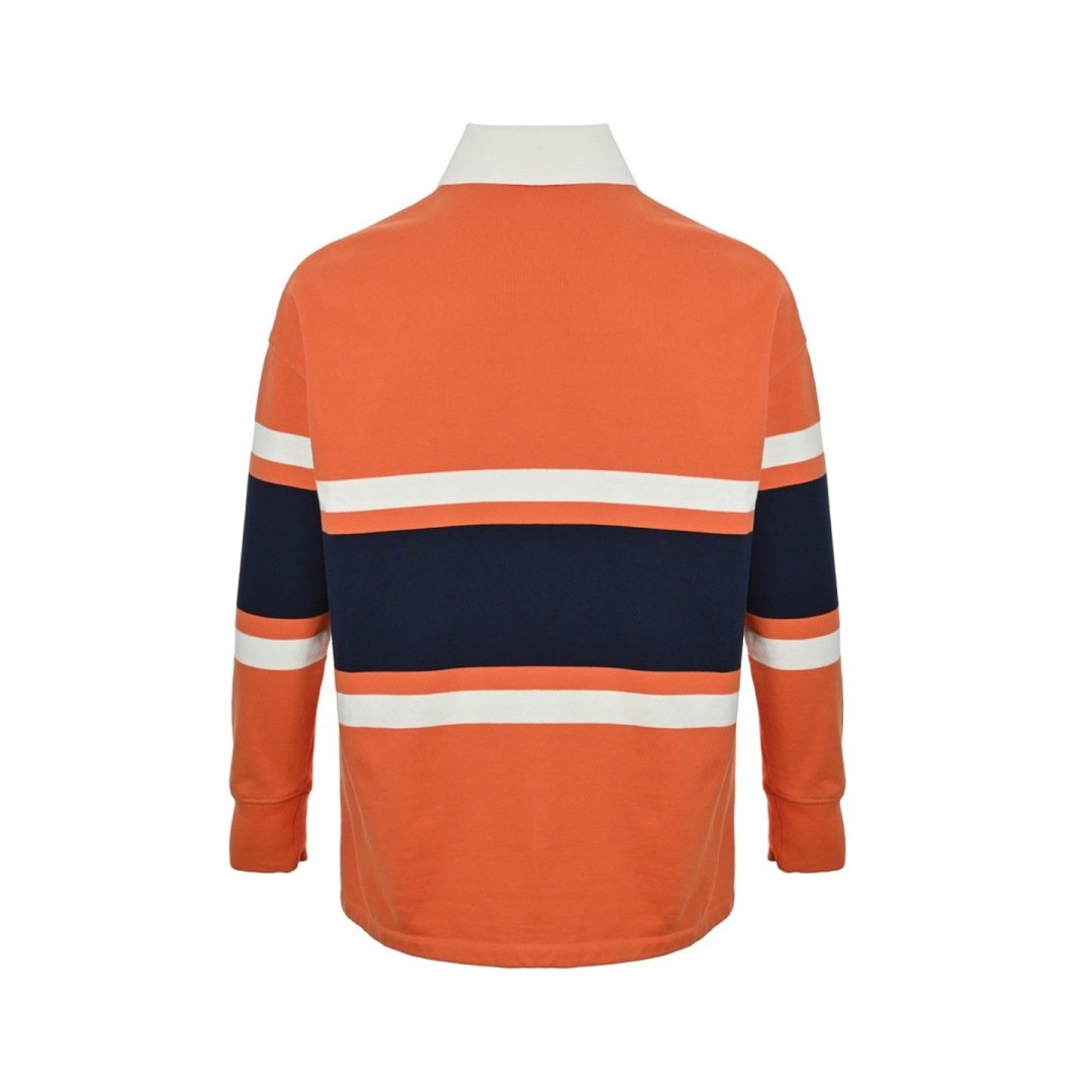 Loewe Striped Lapel Polo Sweatshirt Sunrise TO Sunset Embroidered Gradient Polo C Unisex - Image 4