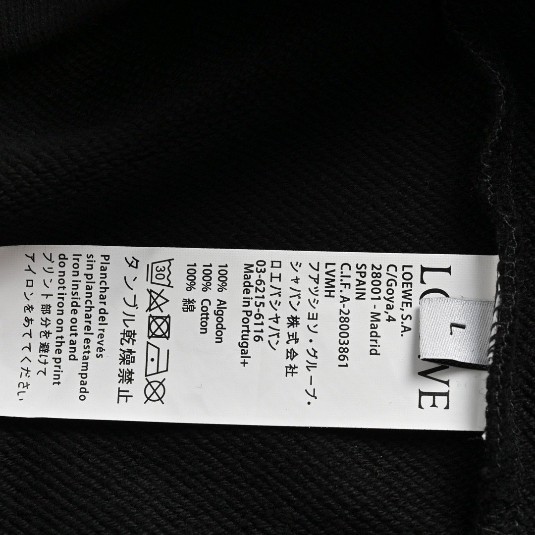 Loewe Round Neck Sweatshirt Classic Embroidered Logo Black Unisex - Image 9