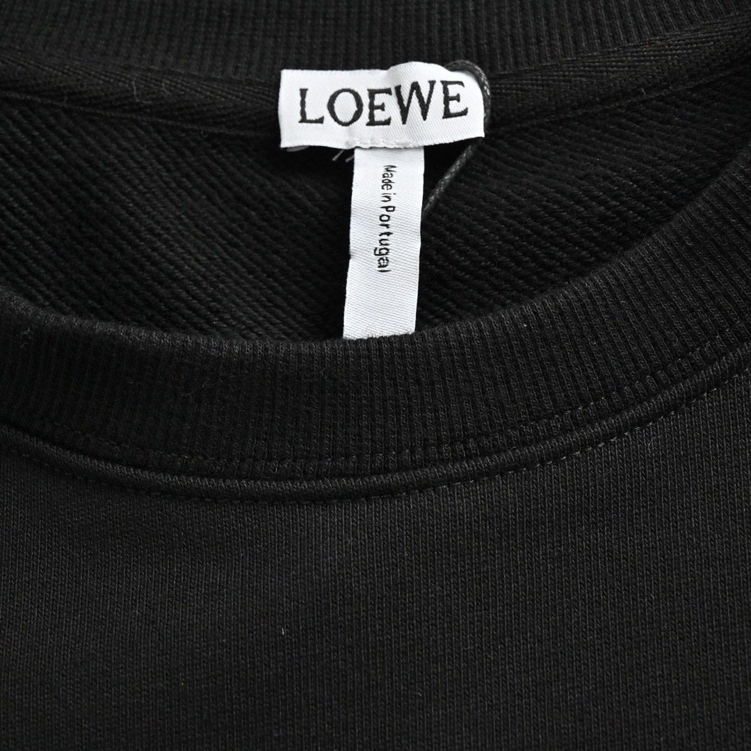 Loewe Round Neck Sweatshirt Classic Embroidered Logo Black Unisex - Image 6