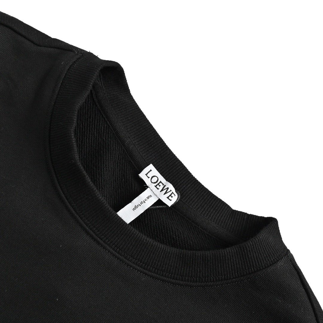 Loewe Round Neck Sweatshirt Classic Embroidered Logo Black Unisex - Image 5