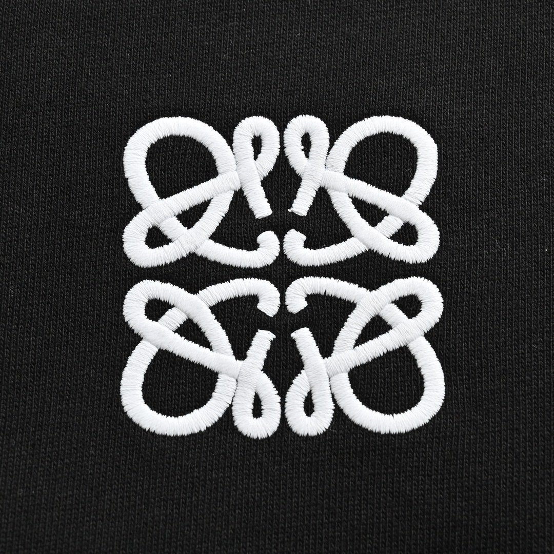 Loewe Round Neck Sweatshirt Classic Embroidered Logo Black Unisex - Image 7