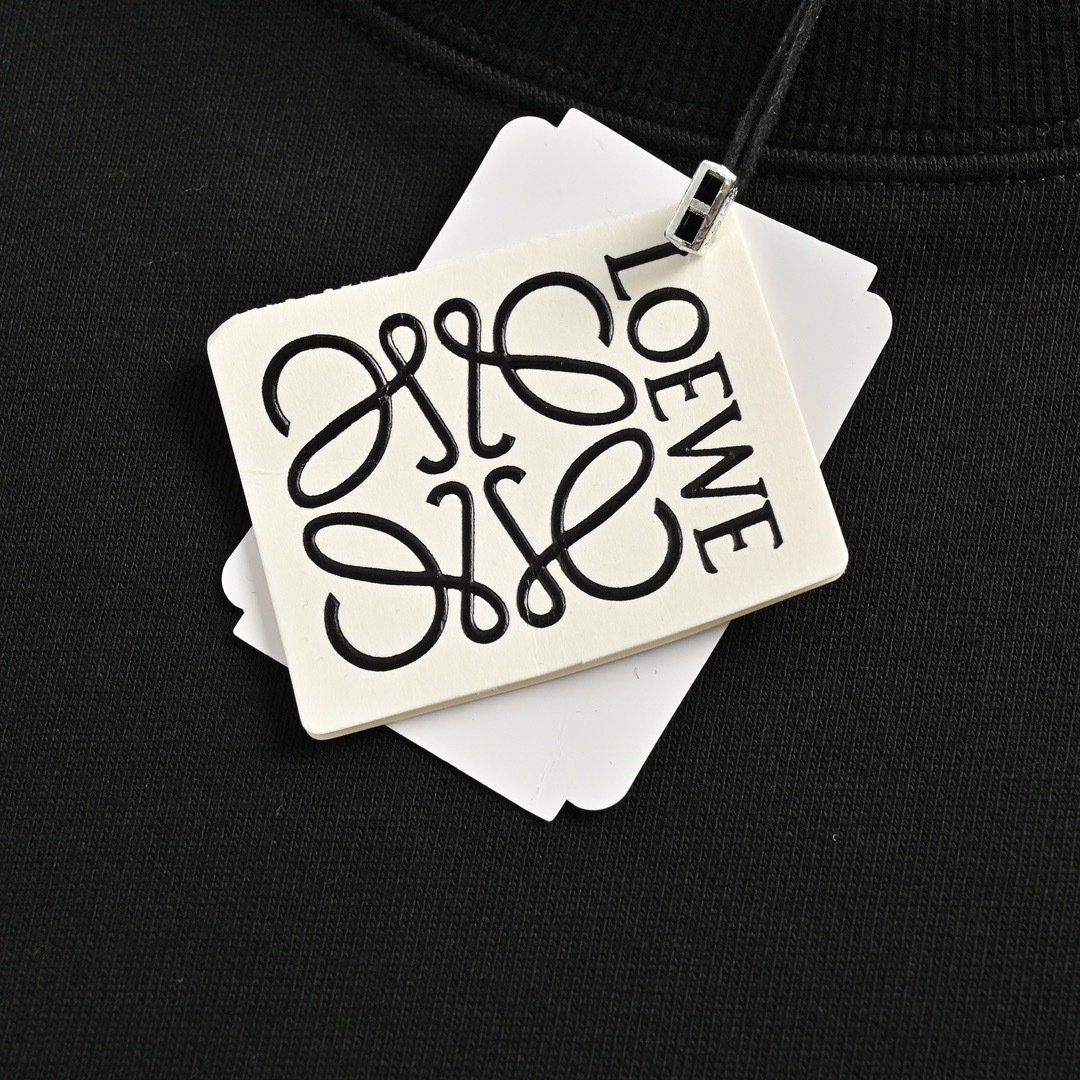 Loewe Round Neck Sweatshirt Classic Embroidered Logo Black Unisex - Image 8