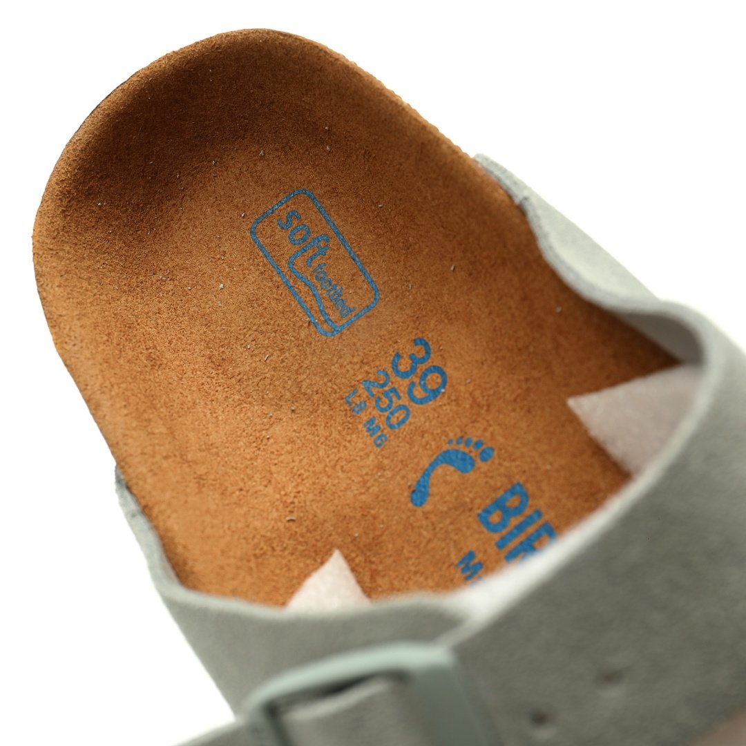 Birkenstock Arizona Sandals Suede Series Double Buckle Adjustable Retro Cork Sole Casual Anti-velvet Cold Gray Green - Image 8