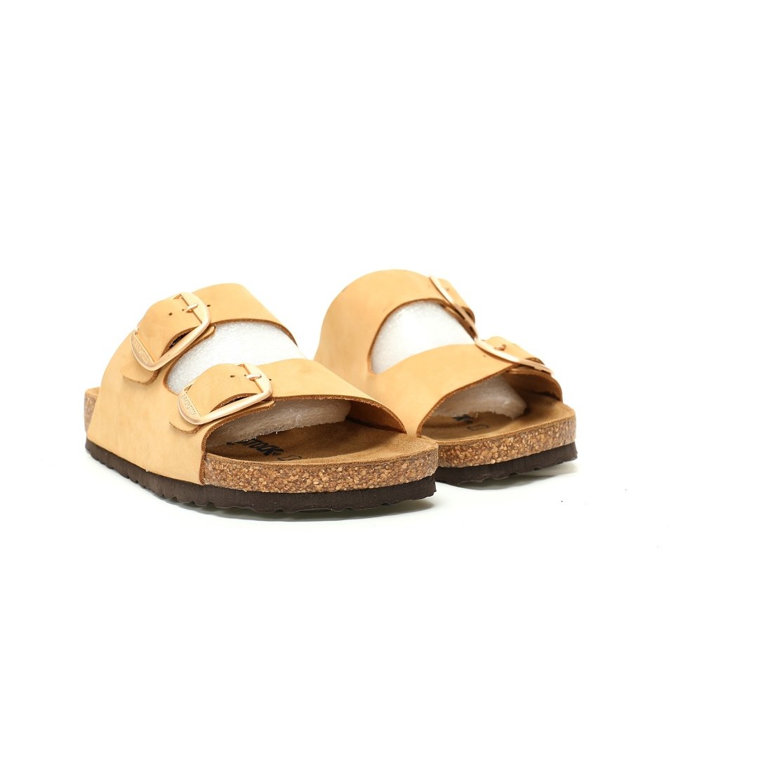 Birkenstock Arizona Sandals Series Double Buckle Adjustable Retro Cork Sole Casual Frosted Light Khaki - Image 5
