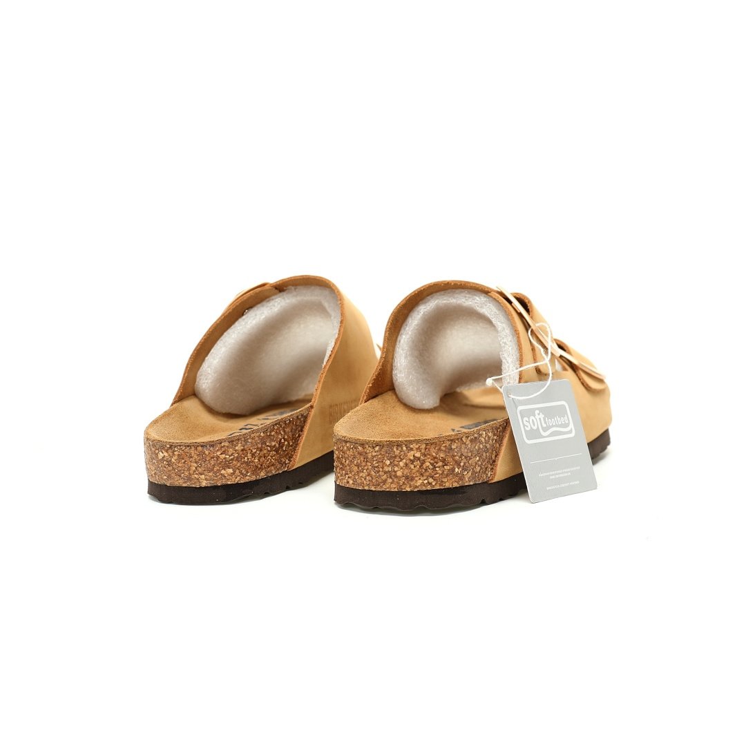 Birkenstock Arizona Sandals Series Double Buckle Adjustable Retro Cork Sole Casual Frosted Light Khaki - Image 6