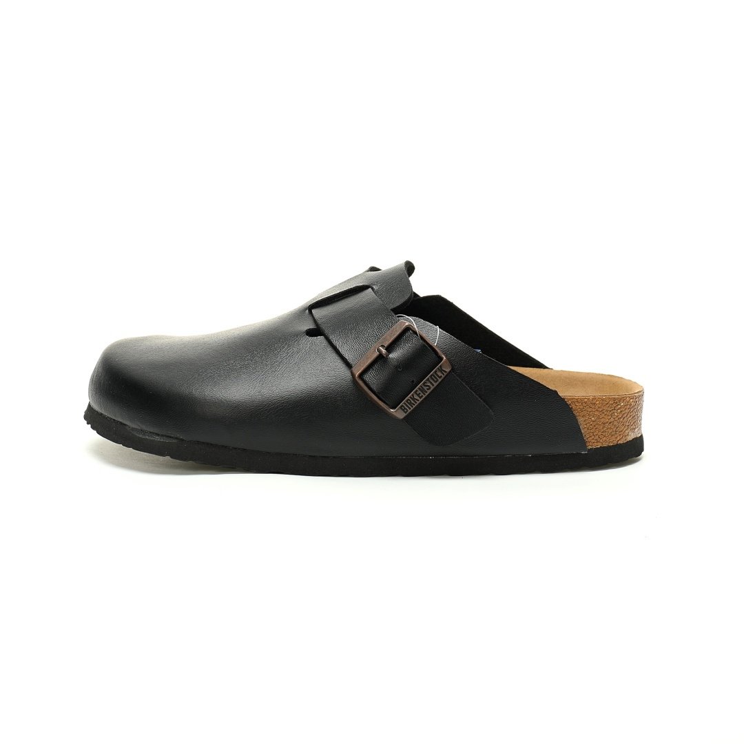 Birkenstock A Well-known German Shoe Brand Boston Suede Series Low-top Retro Cork Slingback Leather Black Brown