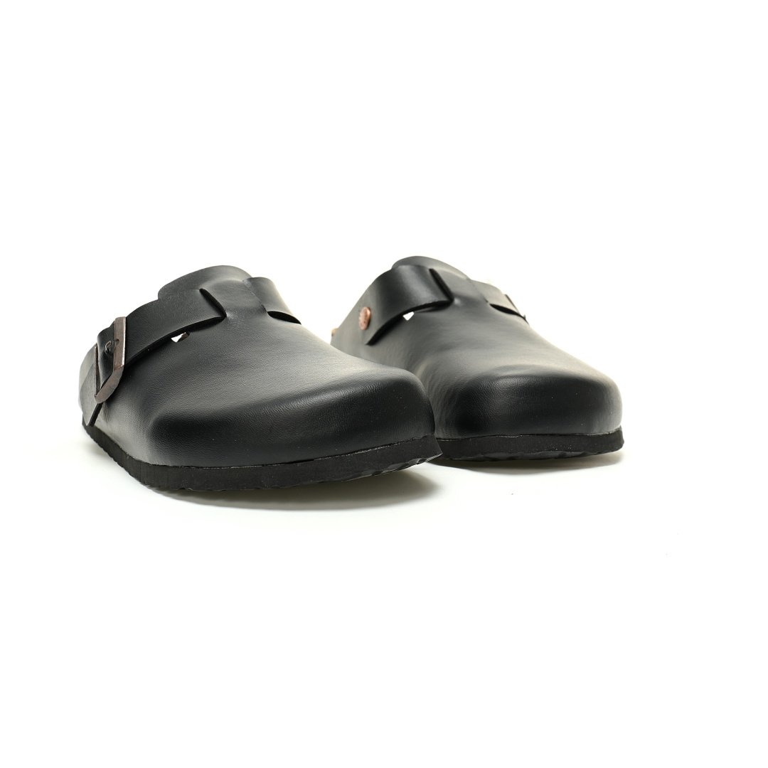 Birkenstock A Well-known German Shoe Brand Boston Suede Series Low-top Retro Cork Slingback Leather Black Brown - Image 6