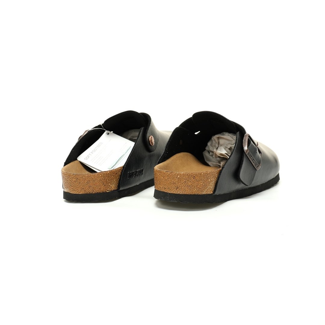 Birkenstock A Well-known German Shoe Brand Boston Suede Series Low-top Retro Cork Slingback Leather Black Brown - Image 7