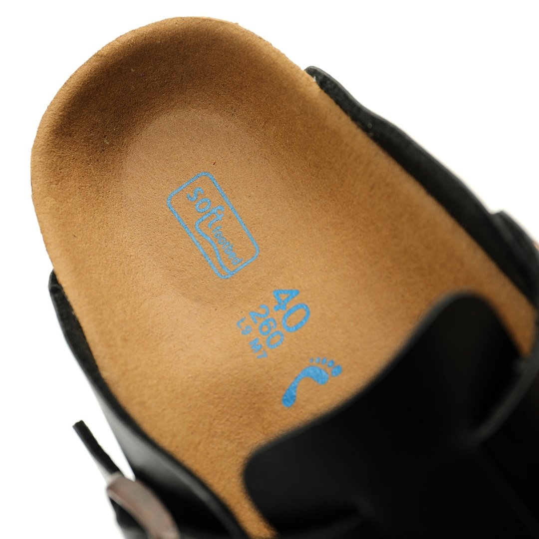 Birkenstock A Well-known German Shoe Brand Boston Suede Series Low-top Retro Cork Slingback Leather Black Brown - Image 8