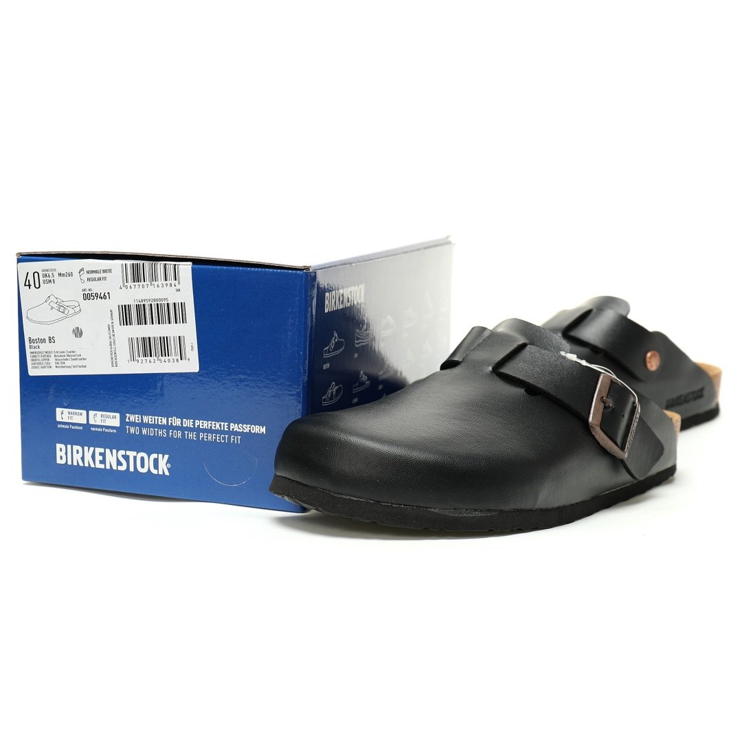 Birkenstock A Well-known German Shoe Brand Boston Suede Series Low-top Retro Cork Slingback Leather Black Brown - Image 10