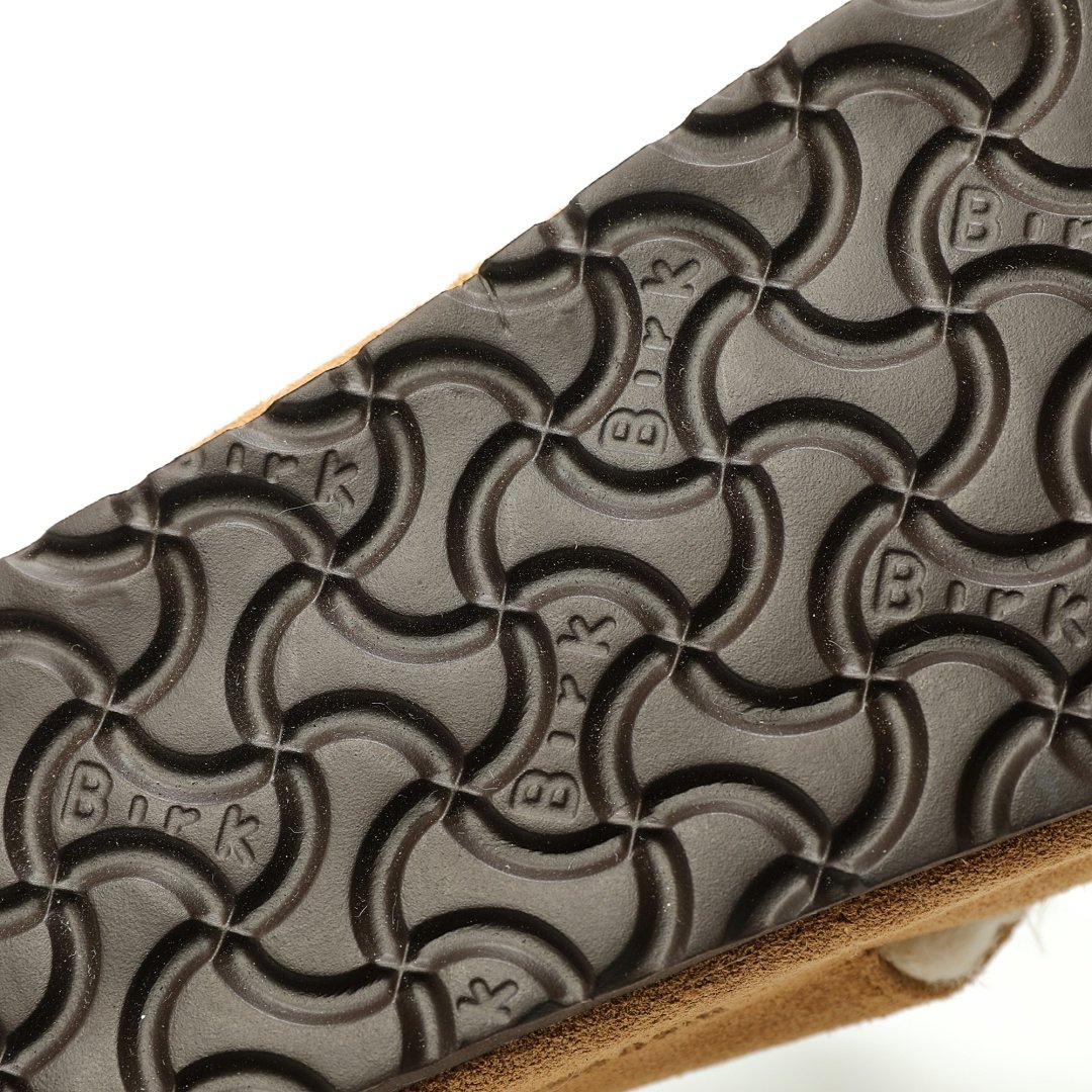 Birkenstock London Suede Leather Shearling Series Low-top Cowhide Flat-soled Retro Cork Apricot Beige Velvet - Image 9