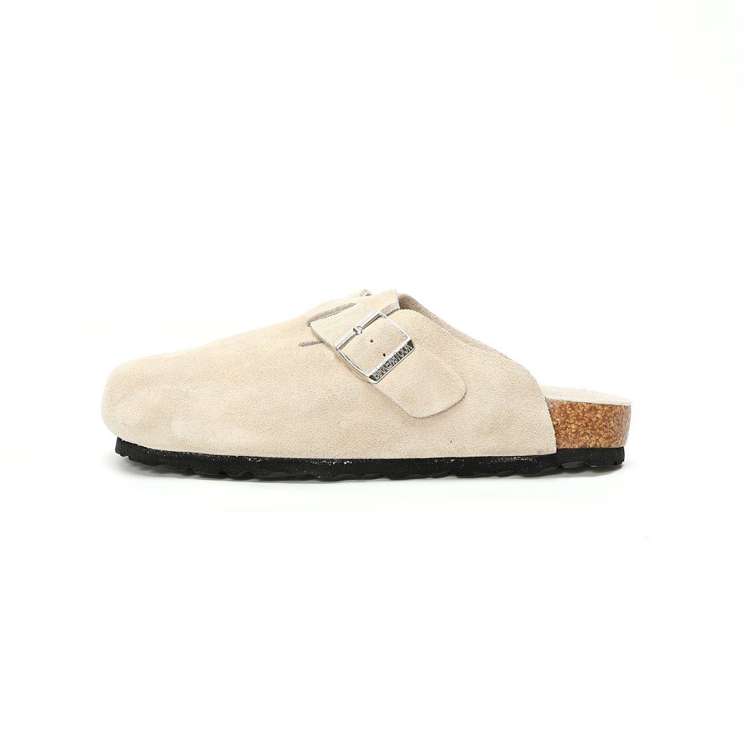 Birkenstock Boston Suede Series Low-top Cowhide Retro Cork Sole White