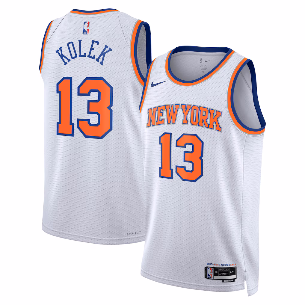 NBA Unisex New York Knicks Tyler Kolek Nike White Swingman Jersey - Association Edition
