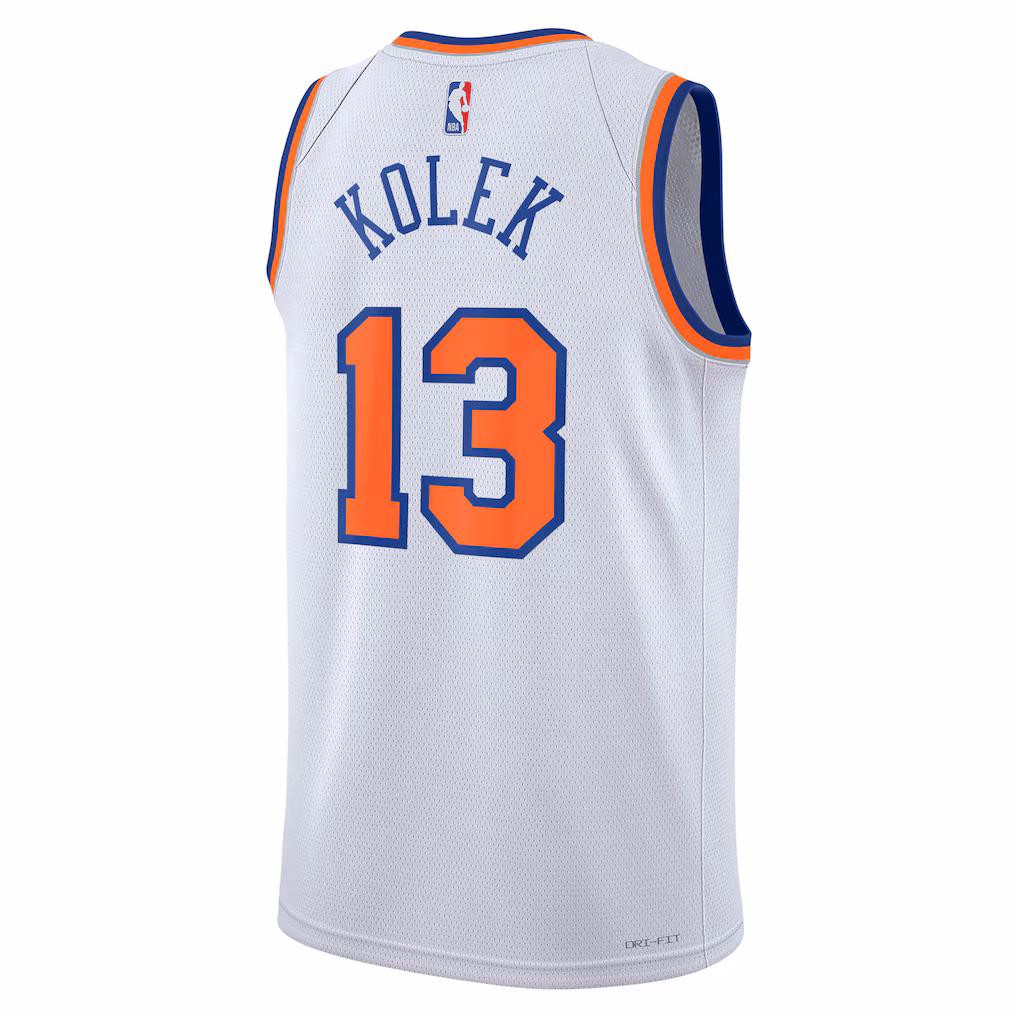 NBA Unisex New York Knicks Tyler Kolek Nike White Swingman Jersey - Association Edition - Image 3